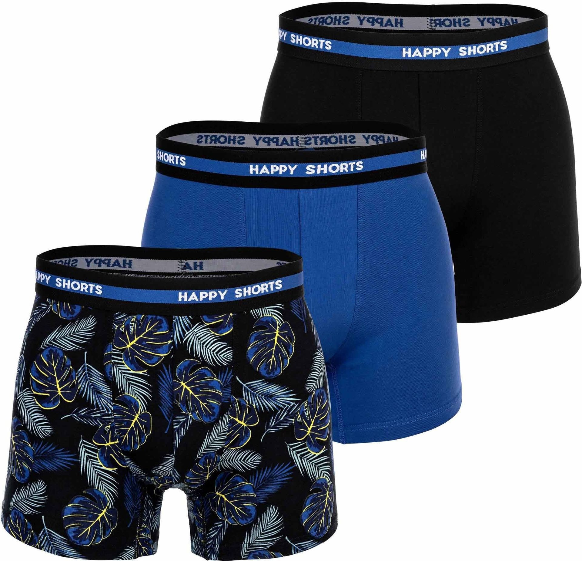 Bokserki męskie Happy Shorts, 3 sztuki - Retro Jersey, Logobund Hawaii S