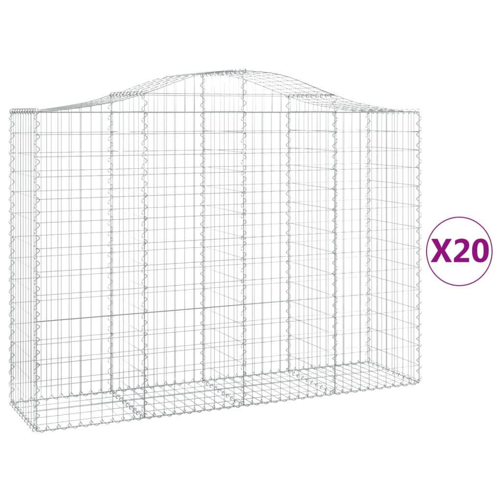 vidaXL Gabiony z wysokim łukiem 20szt. 200x50x140/160cm Ocynkowane żelazo
