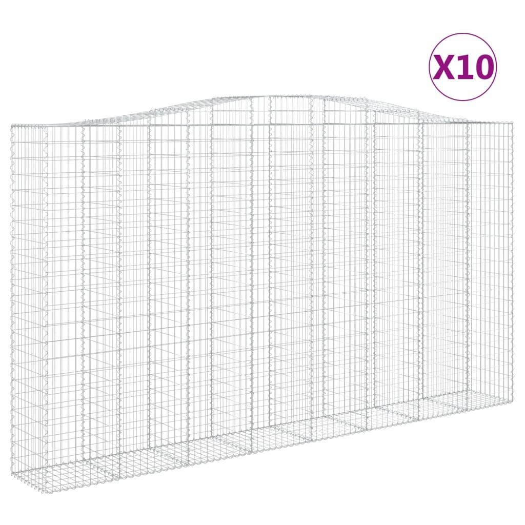 vidaXL Gabiony z wysokim łukiem 10szt. 400x50x220/240cm Ocynkowane żelazo
