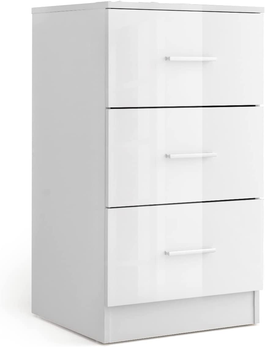 Szafka nocna do sypialni, z 3 szufladami, szafka boczna, szafka nocna, do biura/salonu/gabinetu, obciążenie 55 kg, 37 x 34 x 66,5 cm