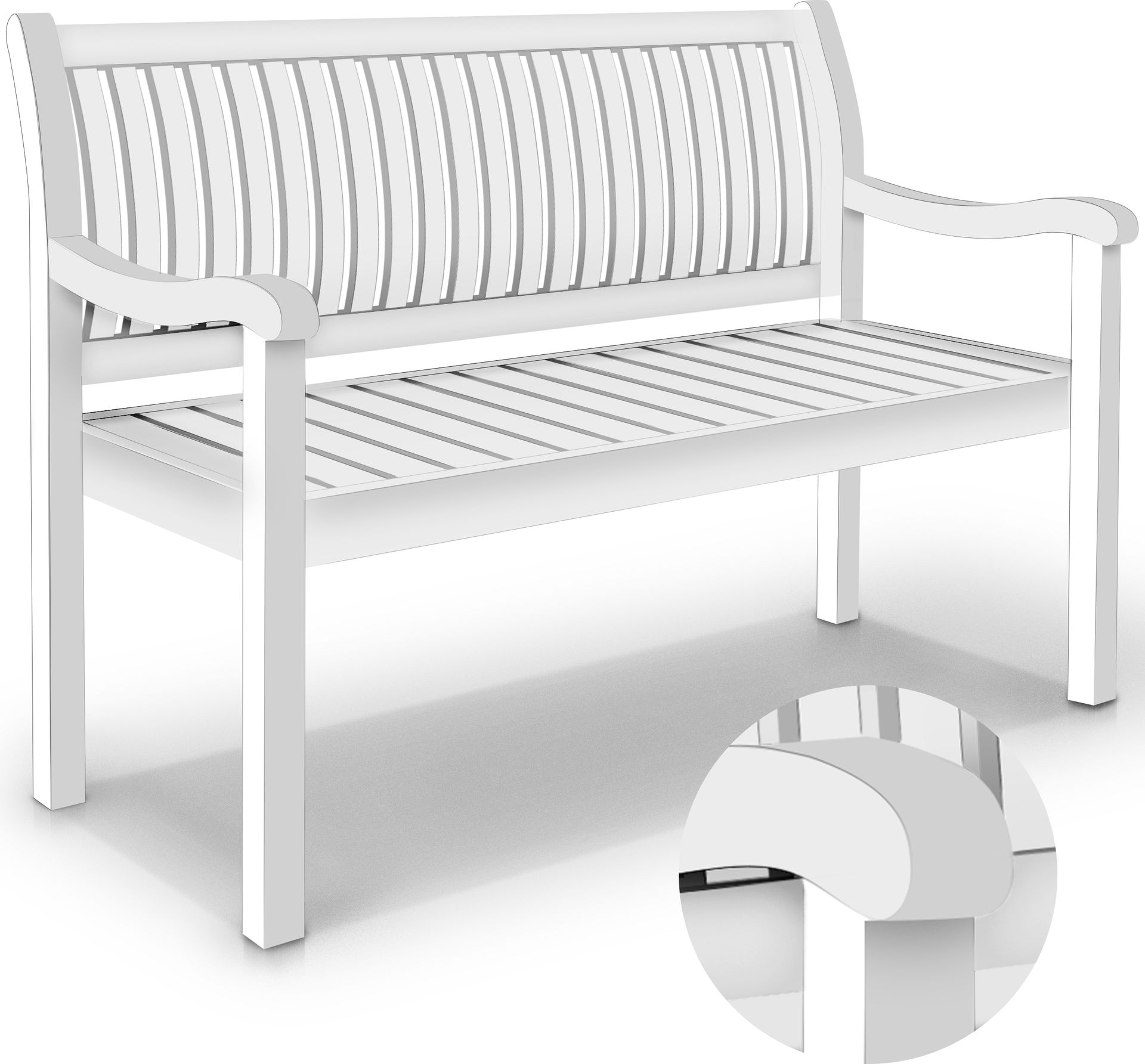 tillvex® ławka ogrodowa drewniana biała 150 cm / 3 - 4 osoby ławka parkowa solidna ławka ogrodowa meble ogrodowe