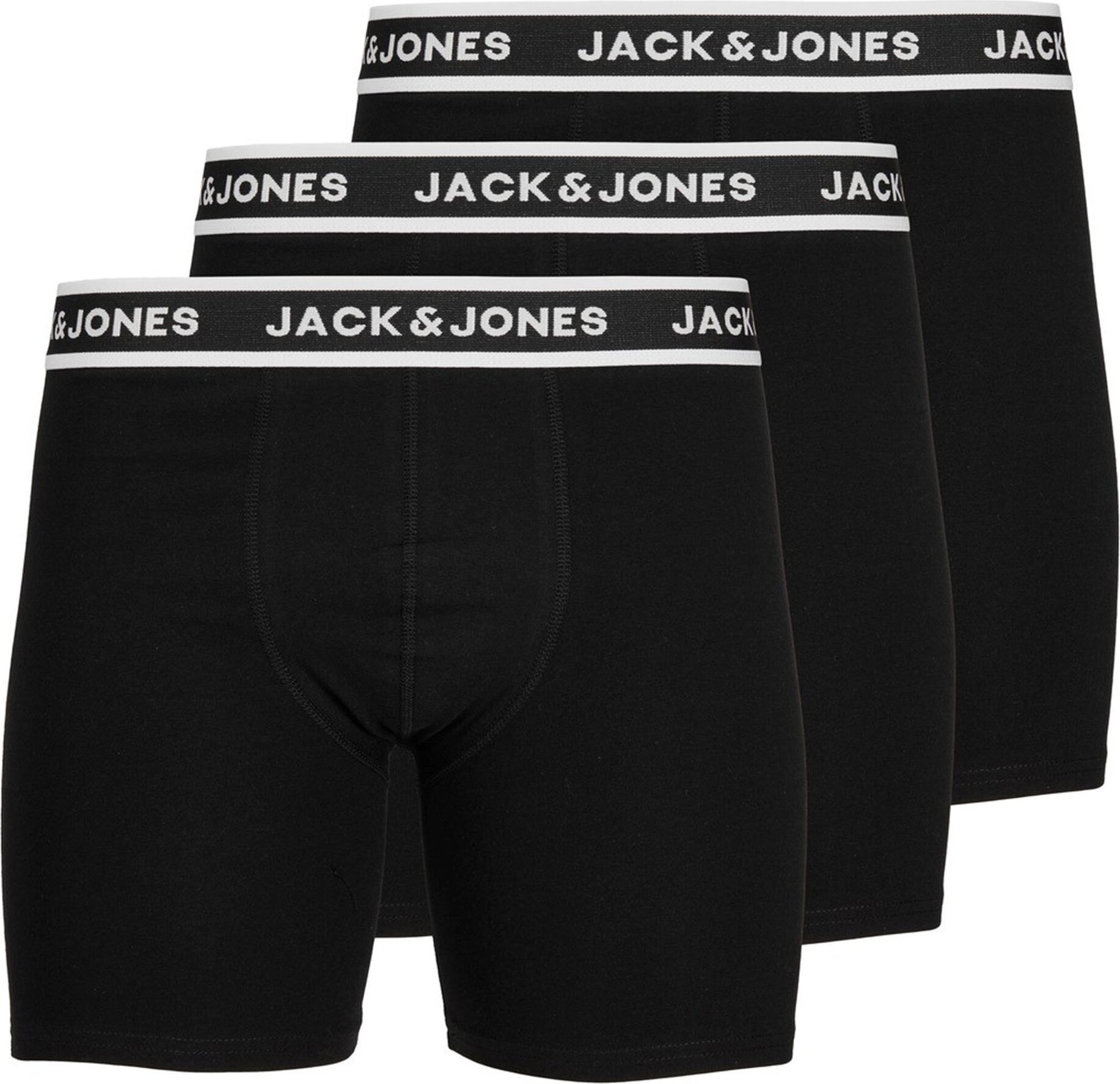 JACK&JONES bokserki męskie, 3-pak - JACSOLID, bawełna stretch, gładkie, czarne XL