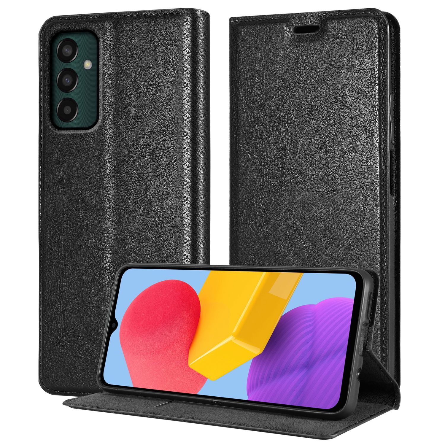 Etui Cadorabo do Samsung Galaxy M13 4G w kolorze NIGHT BLACK z magnetycznym zamknięciem, funkcją podstawki i kieszenią na karty Etui z klapką na telefon komórkowy Etui książkowe