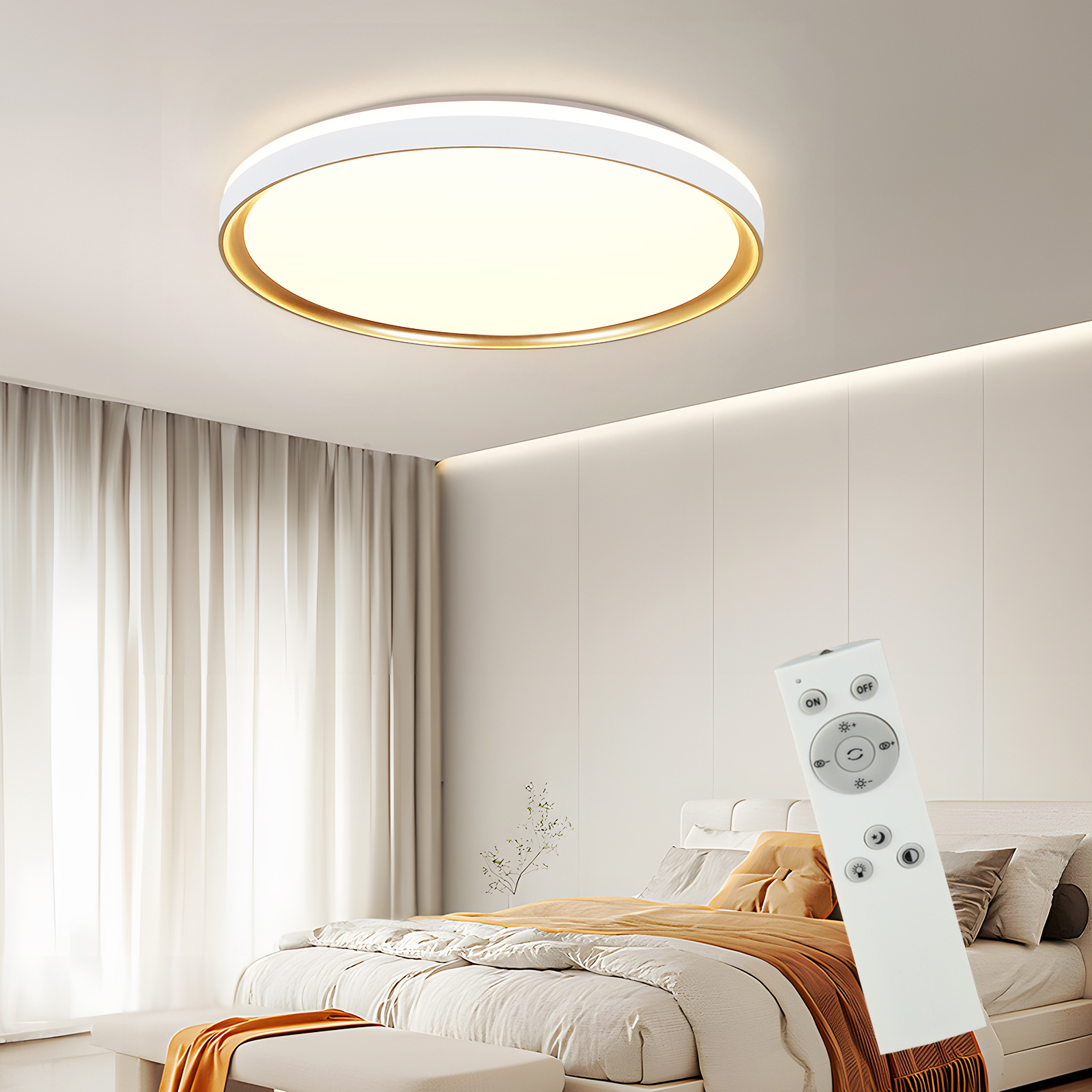 ZMH Lampa sufitowa LED biała ściemnialna do salonu z pilotem 32W CCT Ø30cm okrągła nowoczesna lampa do sypialni