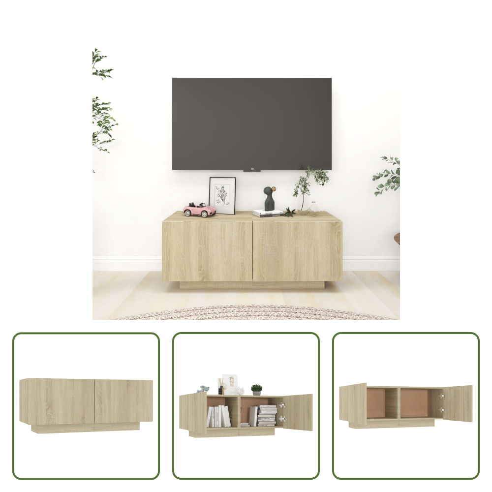 The Living Store Szafka pod telewizor dąb sonoma 100x35x40 cm materiał drewnopochodny