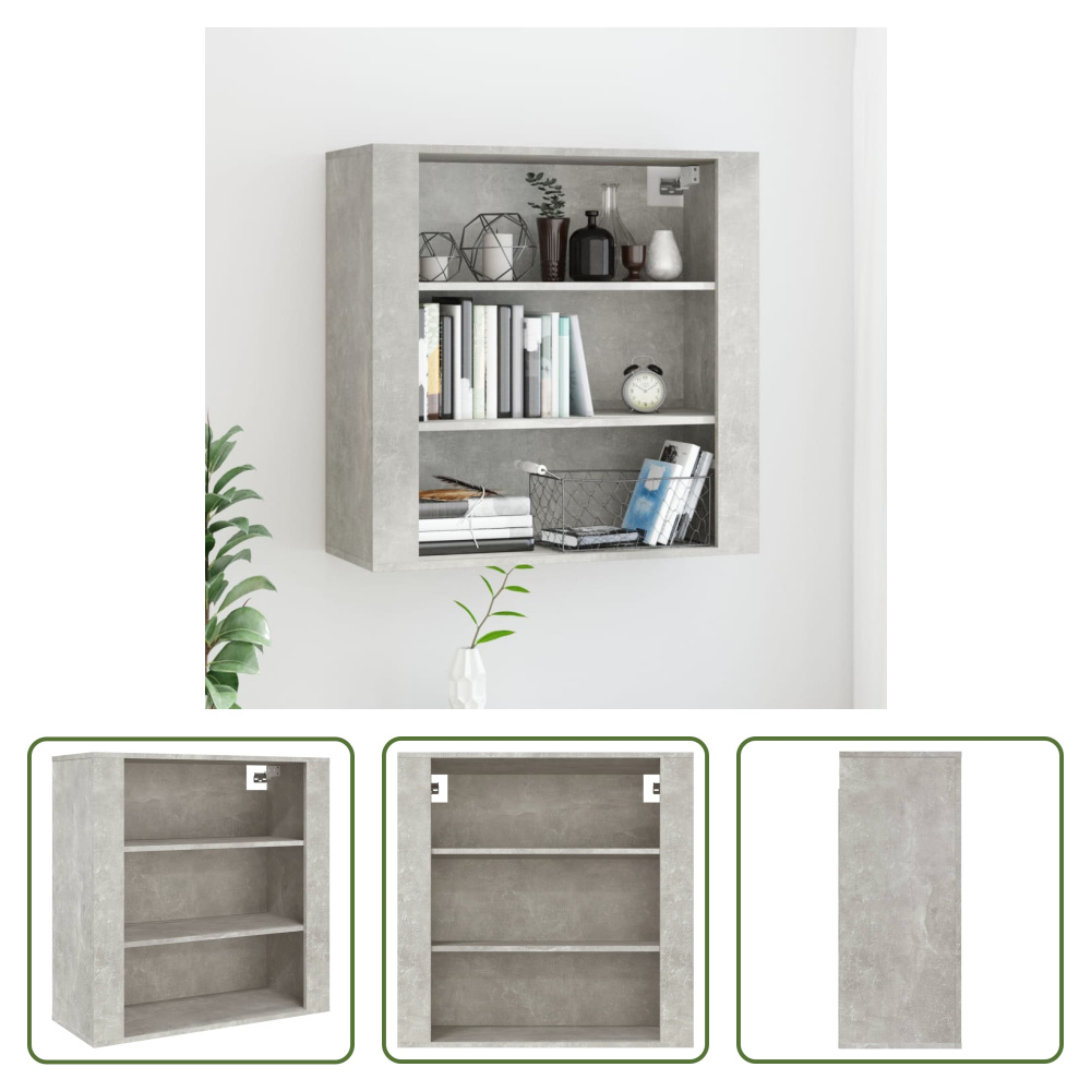 The Living Store szafka ścienna betonowa szara 80x33x80 cm materiał drewnopochodny