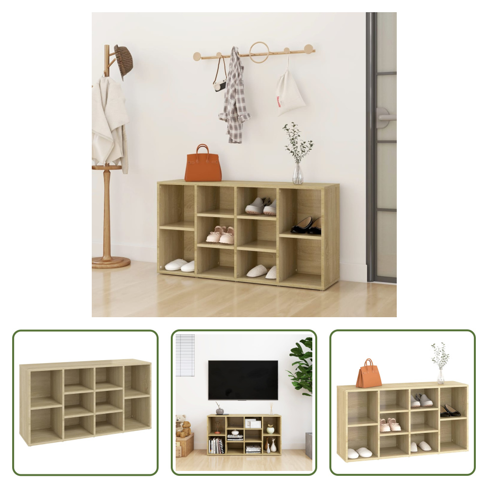 The Living Store Ławka na buty dąb sonoma 103x30x54,5 cm Materiał drewnopochodny