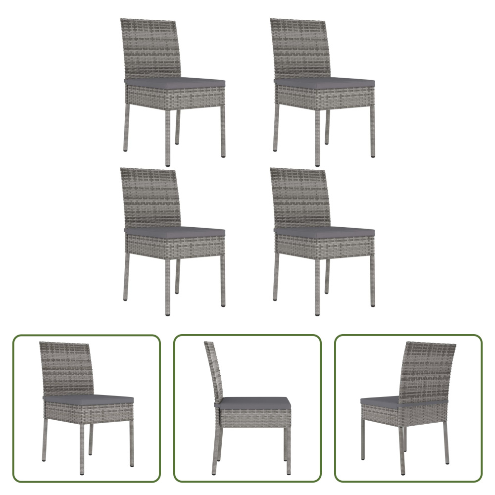 The Living Store Krzesła ogrodowe do jadalni 4 szt. Poly Rattan Grey