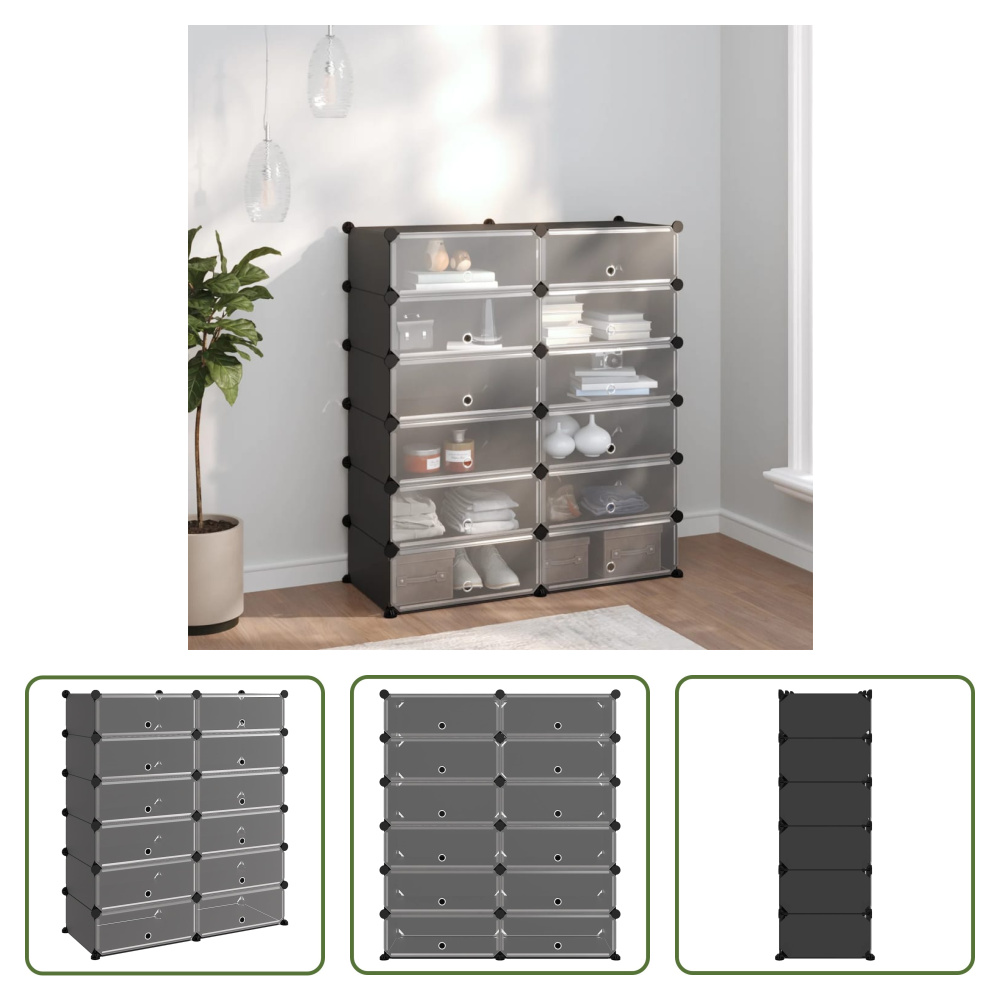 The Living Store Stojak na buty czarny 94,5x36,5x106 cm PP