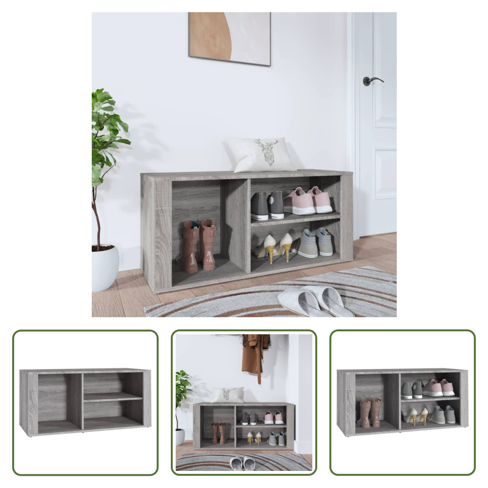 The Living Store Stojak na buty szary Sonoma 100x35x45 cm Materiał drewnopochodny