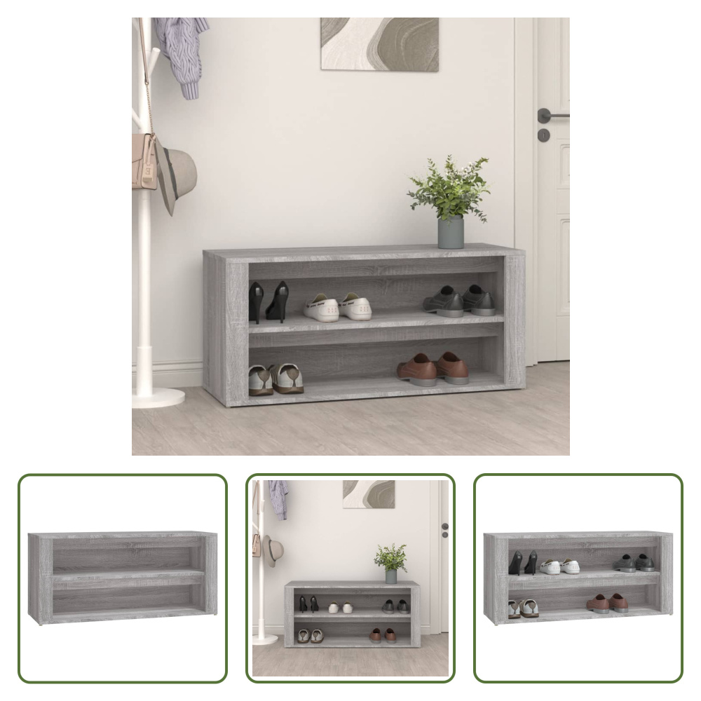 The Living Store Stojak na buty szary Sonoma 100x35x45 cm Materiał drewnopochodny