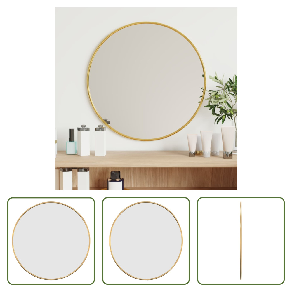 Lustro ścienne The Living Store Złote Ø 40 cm Okrągłe