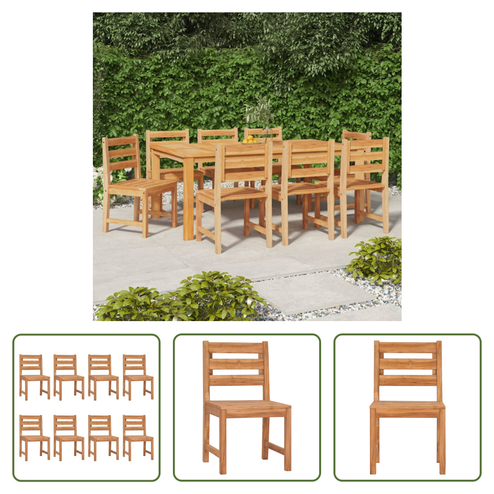The Living Store Krzesła ogrodowe 8 szt. Lite drewno tekowe