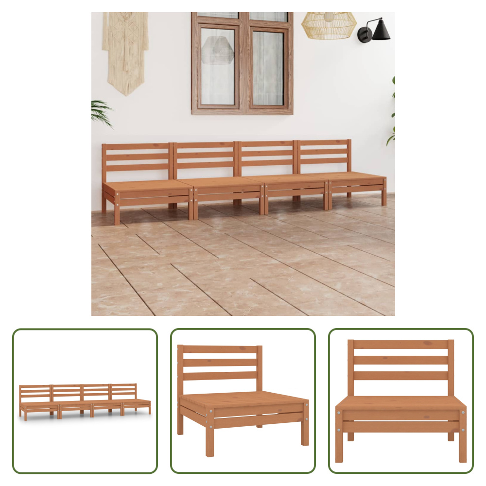 The Living Store 4-częściowy zestaw wypoczynkowy do ogrodu miodowy brąz lite drewno sosnowe
