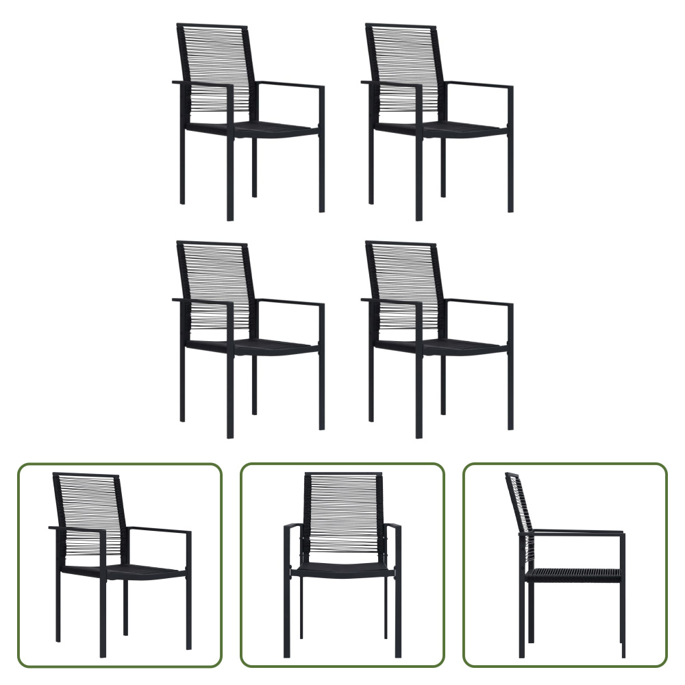 The Living Store Krzesła ogrodowe 4 szt. PVC Rattan Czarny