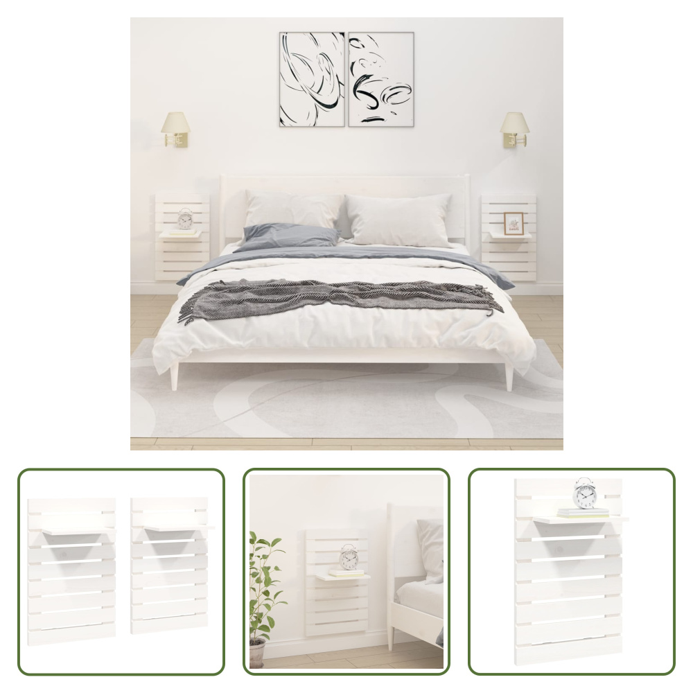 The Living Store Szafki nocne przyścienne 2 szt. Biała lita sosna