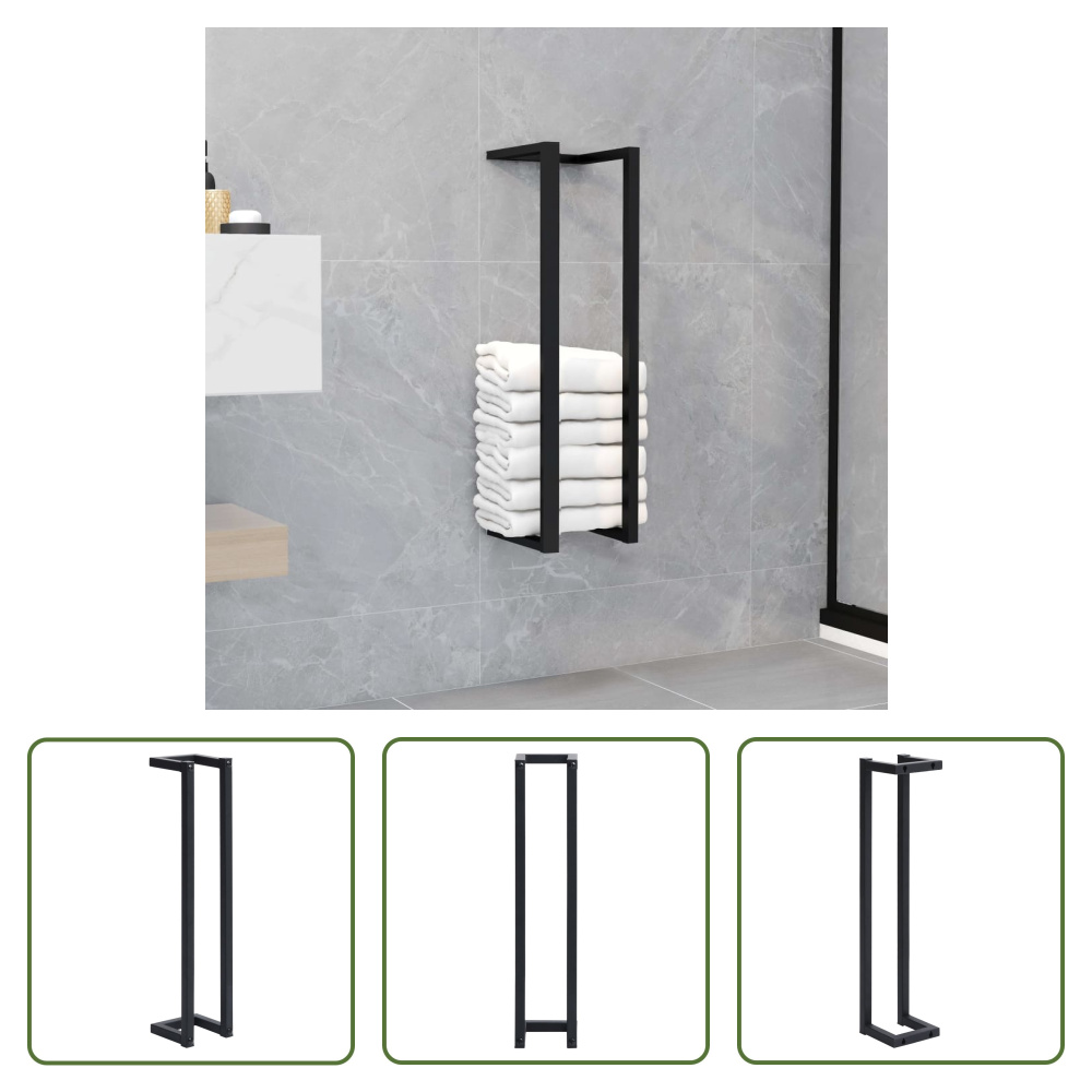 Stojak na ręczniki Living Store czarny 12,5x12,5x60 cm żelazo
