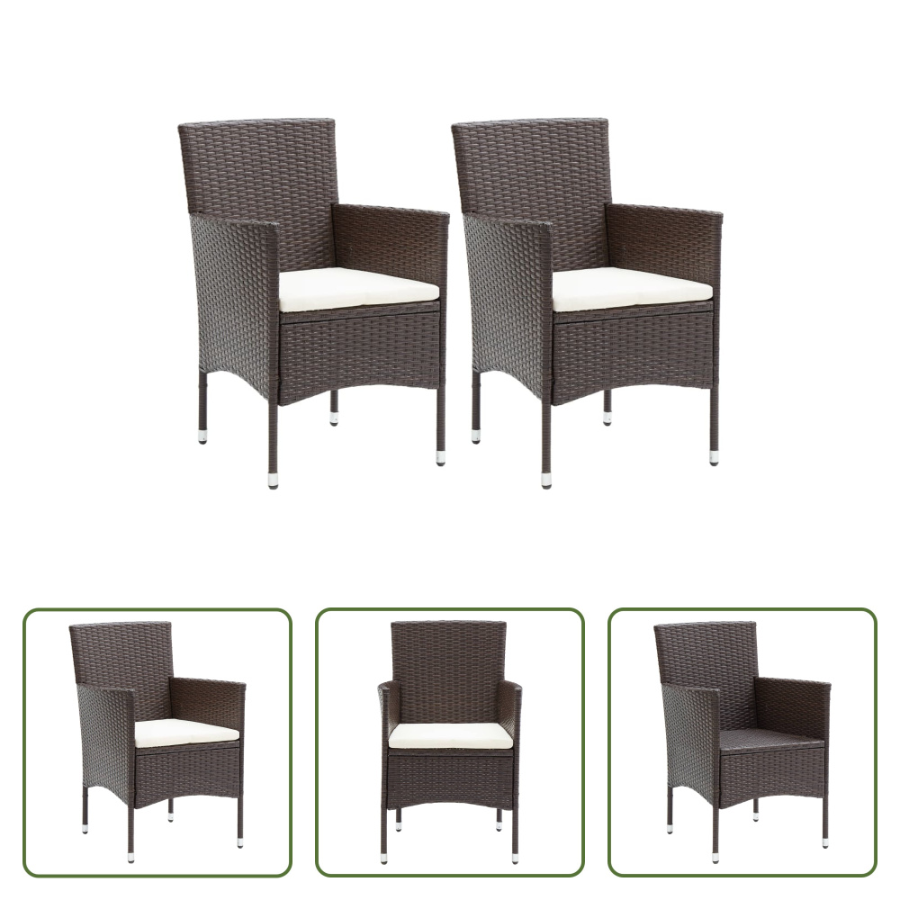 The Living Store Krzesła ogrodowe do jadalni 2 szt. Poli rattan brązowy
