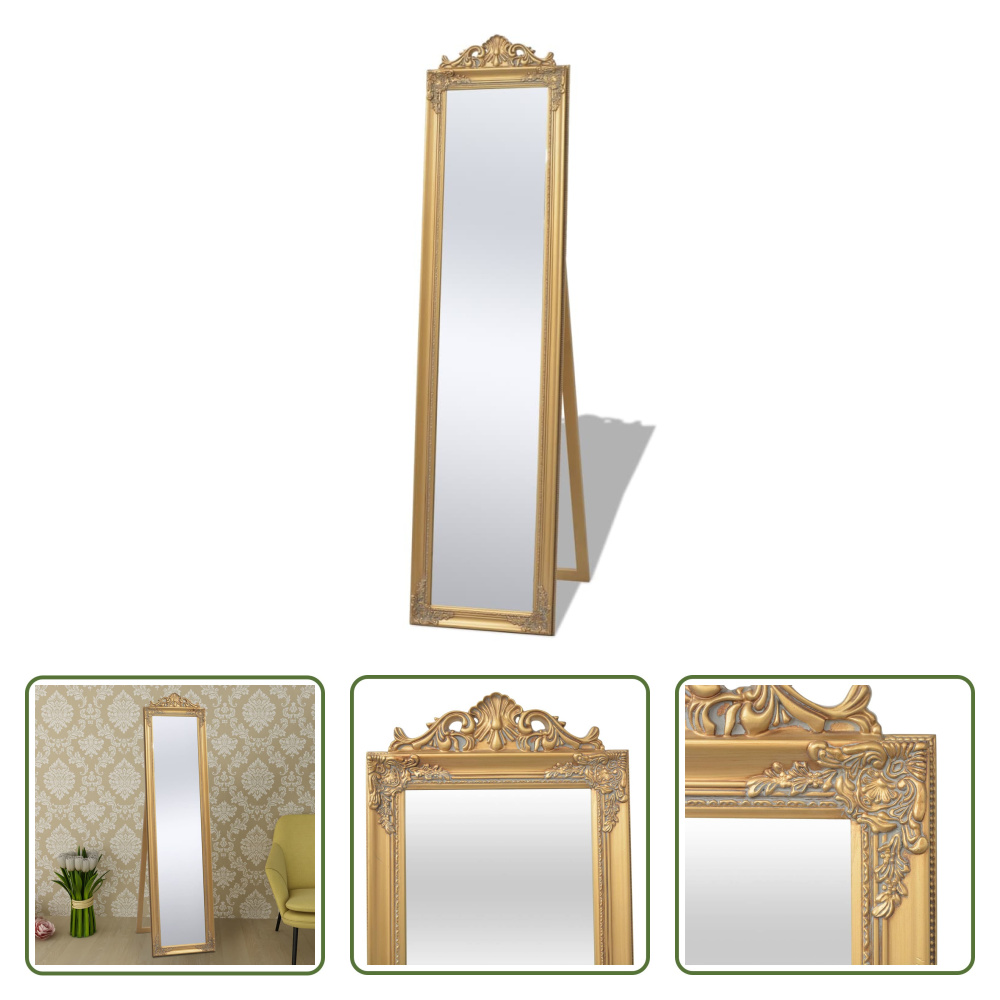 Living Store Lustro stojące w stylu barokowym 160x40 cm złoty