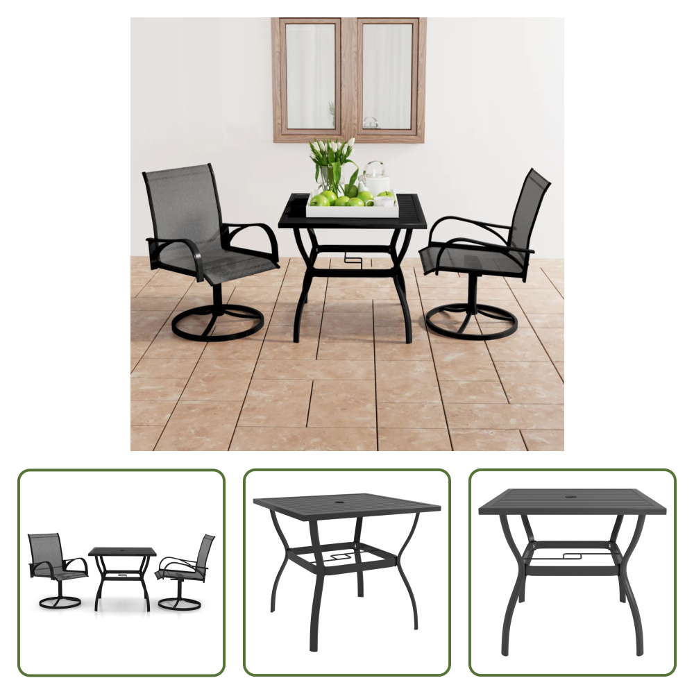 The Living Store 3-częściowy ogrodowy zestaw jadalniany tekstylen i stal