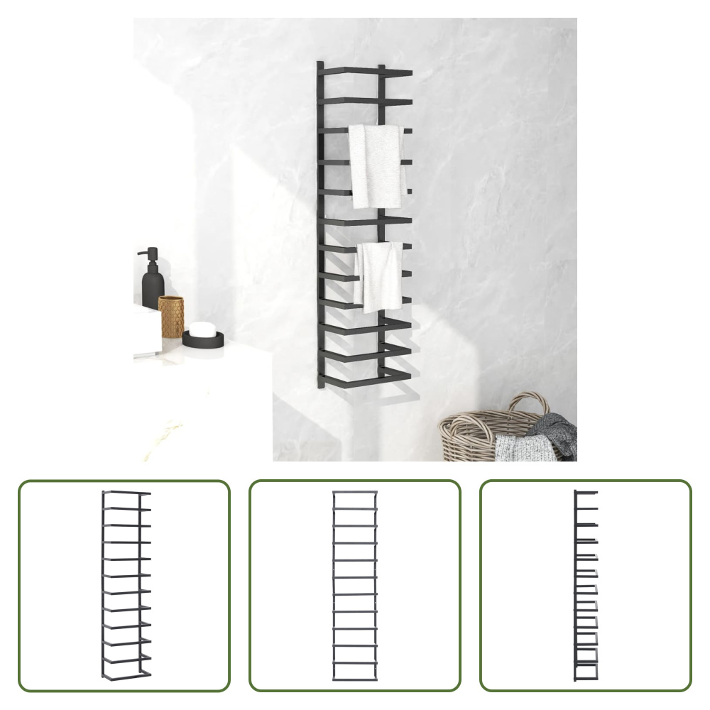 Stalowy wieszak na ręczniki Living Store czarny 24x12x96 cm