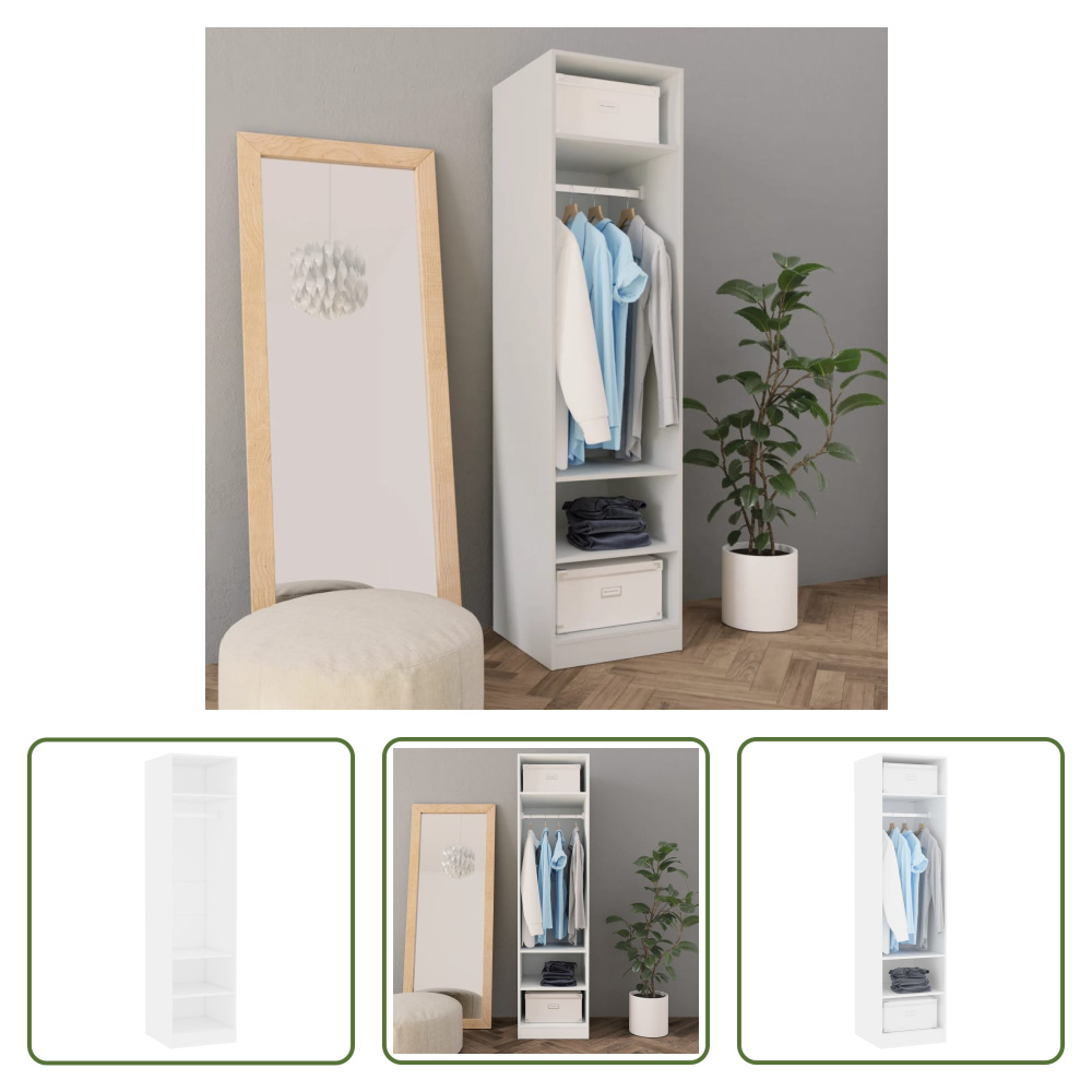 The Living Store Szafa biała 50x50x200 cm Materiał drewnopochodny