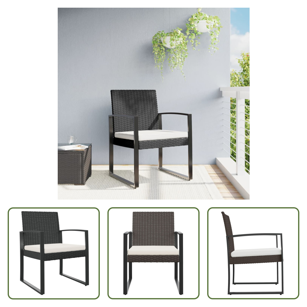 The Living Store Krzesła ogrodowe do jadalni 2 szt. czarny rattan PP