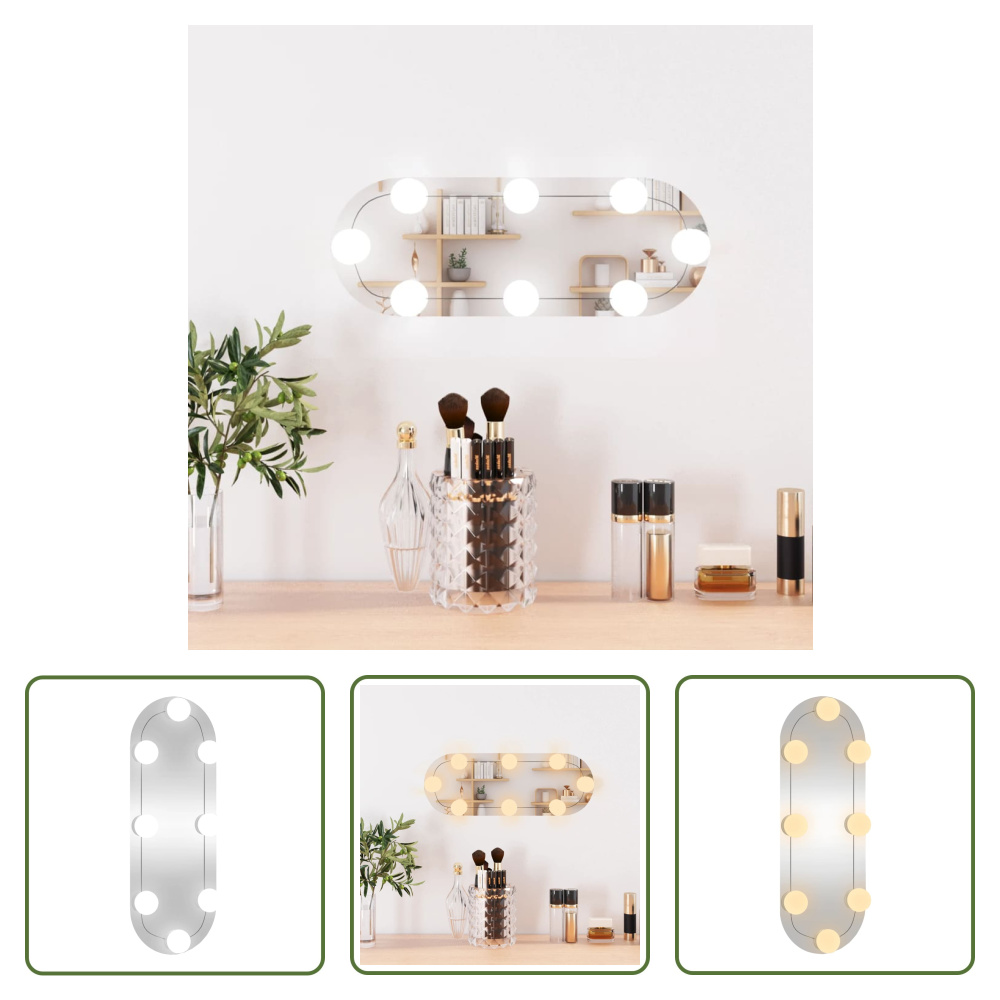 The Living Store Lustro ścienne z oświetleniem LED 15x40 cm szklane owalne