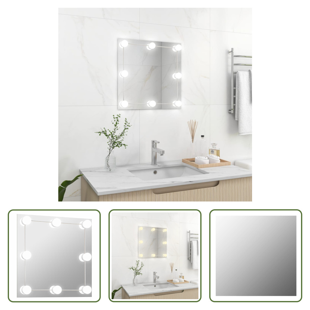 The Living Store Lustro ścienne z oświetleniem LED Kwadratowe szkło