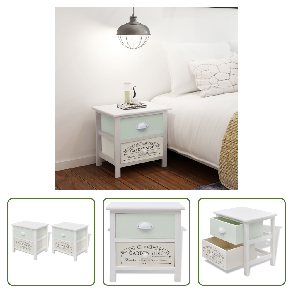The Living Store Szafki nocne 2 szt. Drewno w stylu francuskim