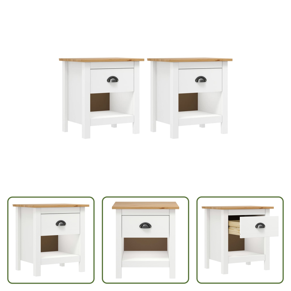 The Living Store Szafki nocne 2 szt. Hill 46x35x49,5 cm lite drewno sosnowe