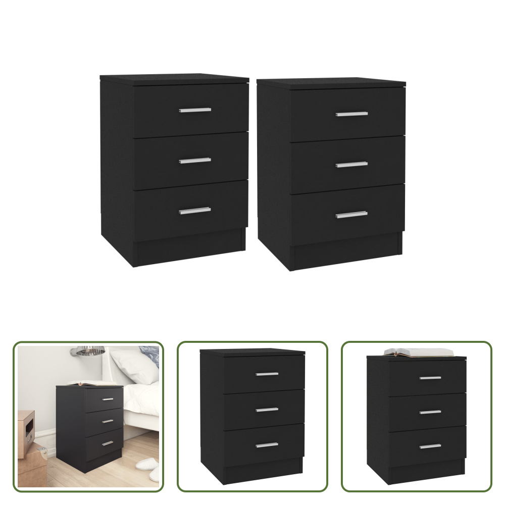 The Living Store Szafki nocne 2 szt. czarne 38x35x56 cm materiał drewnopochodny