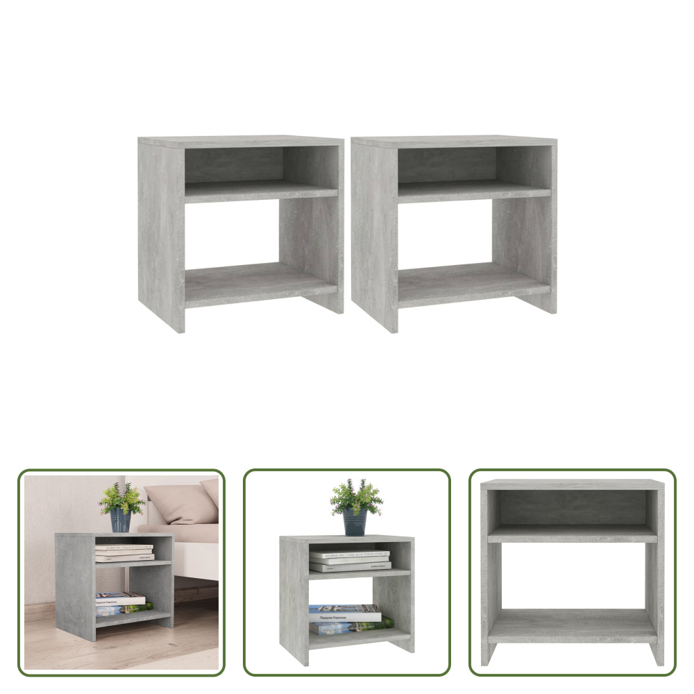 The Living Store Szafki nocne 2 szt. Beton szary 40x30x40 cm Materiał drewnopochodny