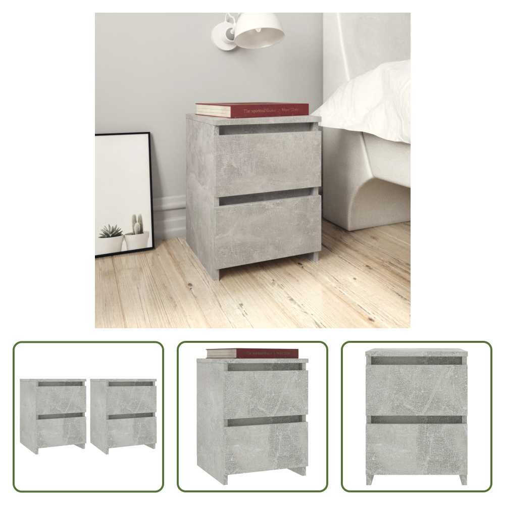 The Living Store Szafki nocne 2 szt. Beton szary 30×30×40 cm Materiał drewnopochodny