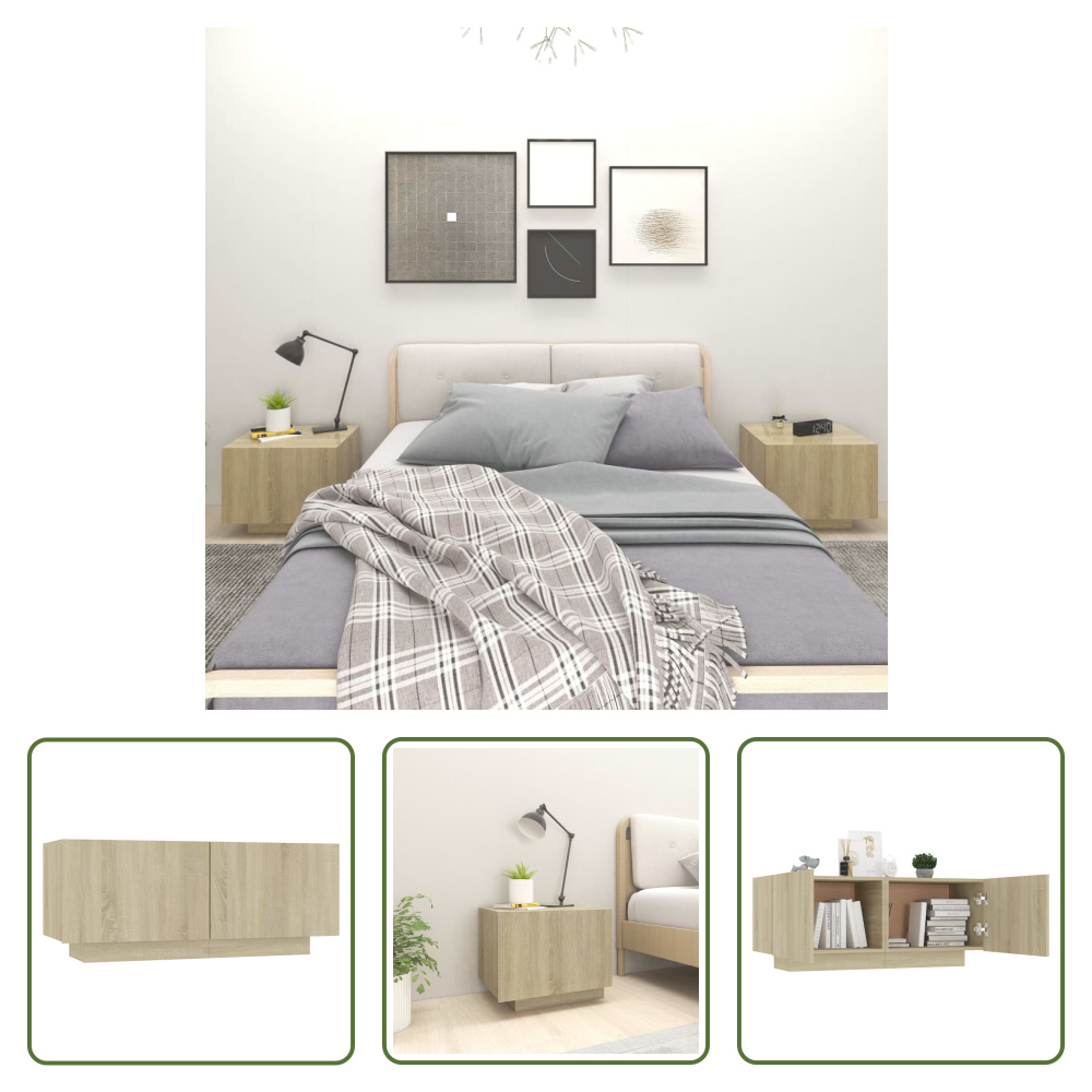 The Living Store szafka nocna dąb sonoma 100x35x40 cm materiał drewnopochodny