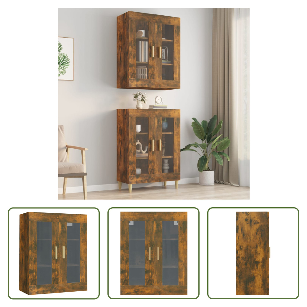 The Living Store Szafka ścienna z dębu wędzonego 69,5x34x90 cm