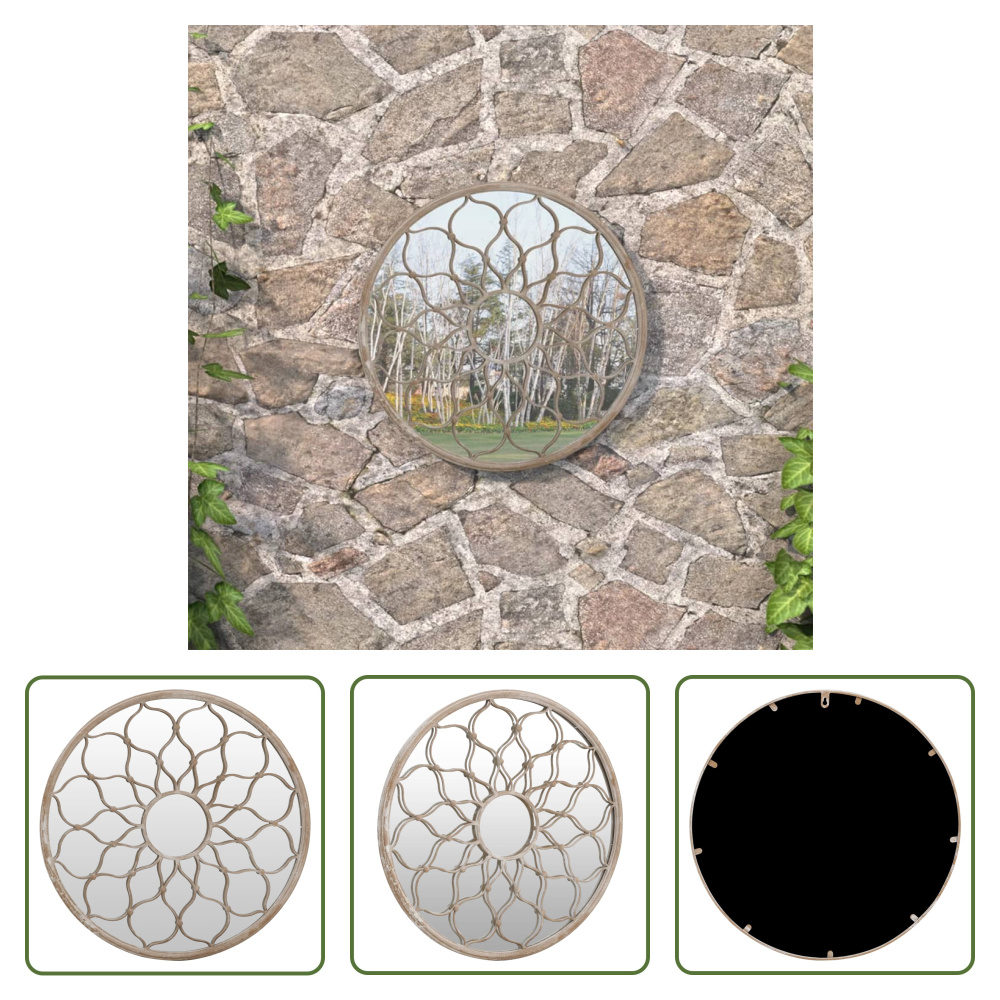 The Living Store Lustro ogrodowe piasek 40x3 cm żelazne okrągłe