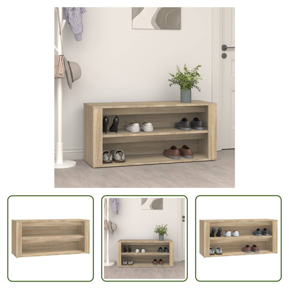 Stojak na buty The Living Store dąb sonoma 100x35x45 cm materiał drewnopochodny