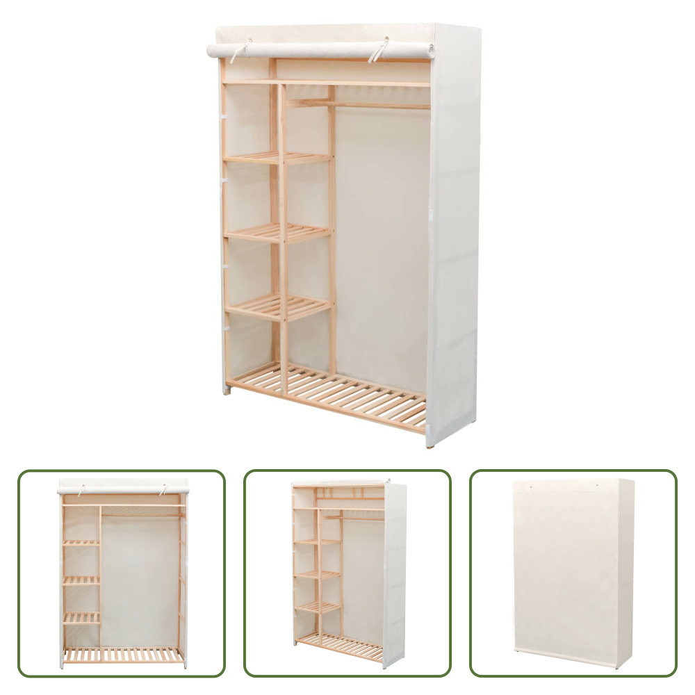 Szafa Living Store tkanina i drewno sosnowe 110 x 40 x 170 cm
