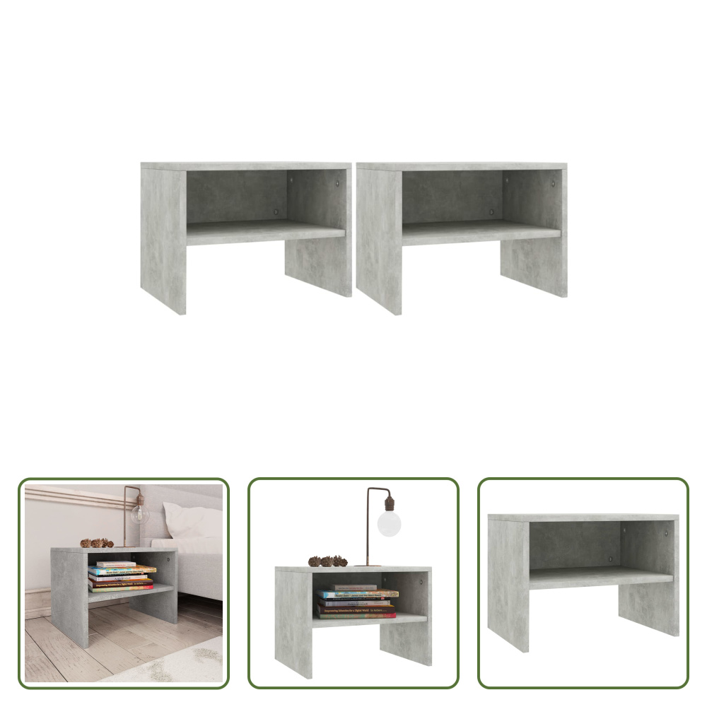 The Living Store Szafki nocne 2 szt. Beton szary 40x30x30 cm Materiał drewnopochodny