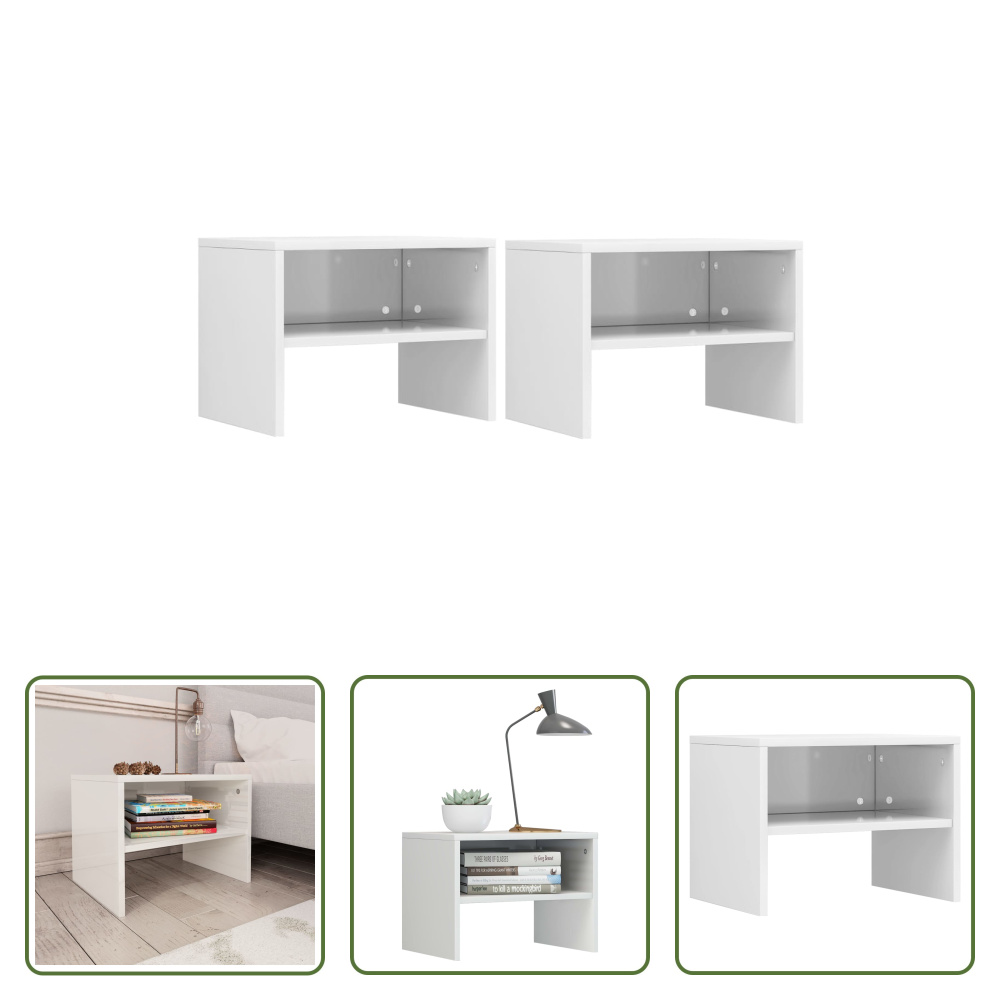 The Living Store Szafki nocne 2 szt. Biały wysoki połysk 40x30x30 cm materiał drewnopochodny