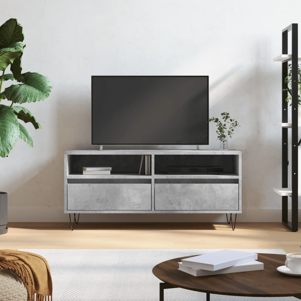 vidaXL Szafka pod TV betonowa szara 100x34,5x44,5 cm materiał drewnopochodny