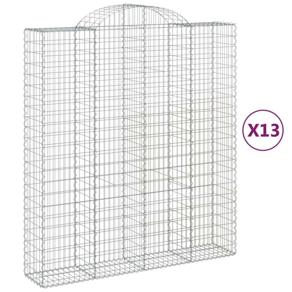 vidaXL Gabiony z wysokim łukiem 13szt. 200x50x220/240cm Ocynkowane żelazo