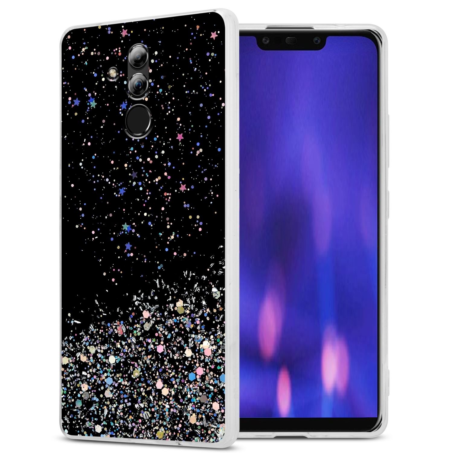 Etui Cadorabo do Huawei MATE 20 LITE pokrowiec ochronny w kolorze czarnym etui na telefon komórkowy etui z TPU etui brokatowe etui brokatowe