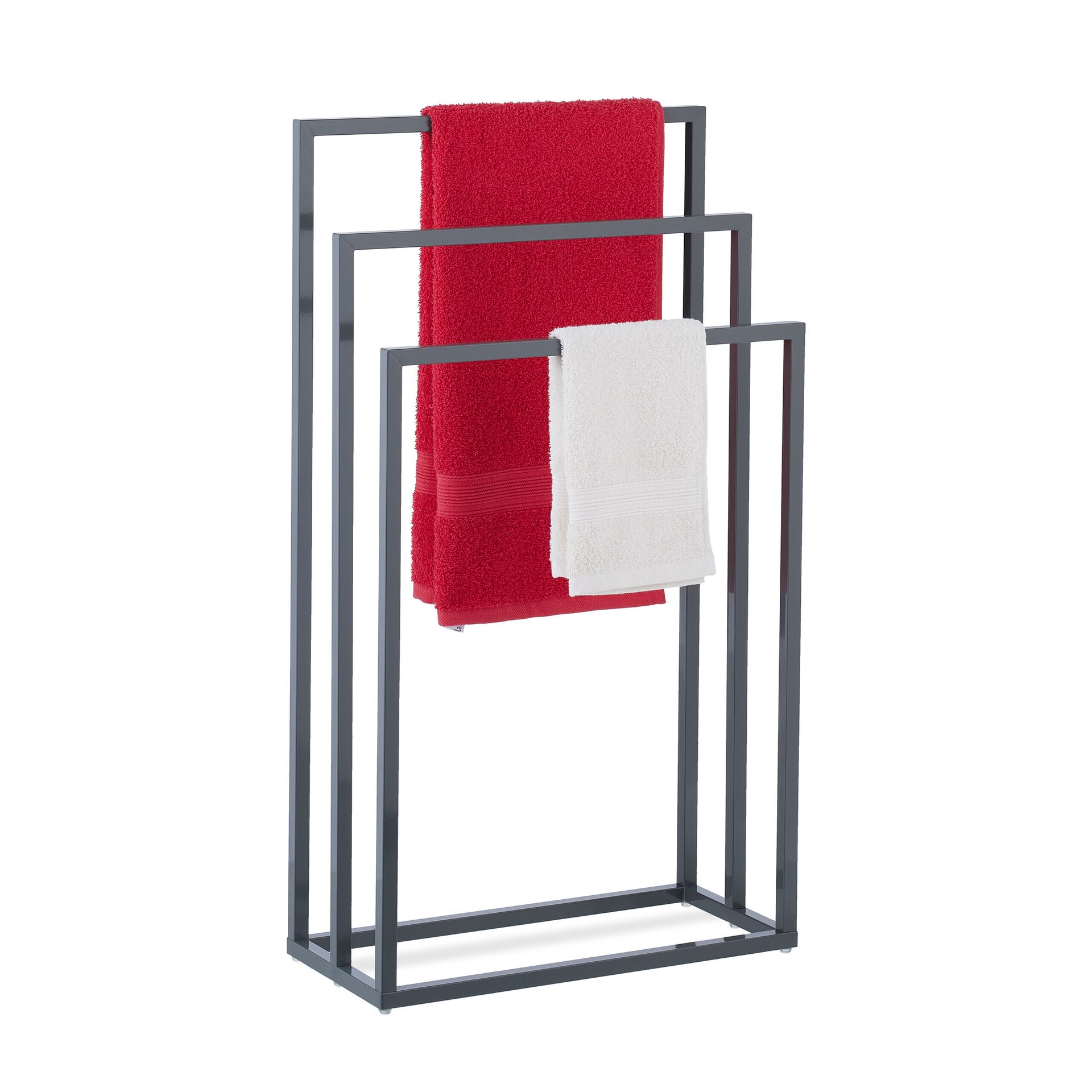 relaxdays wieszak na ręczniki 3 szyny antracyt
