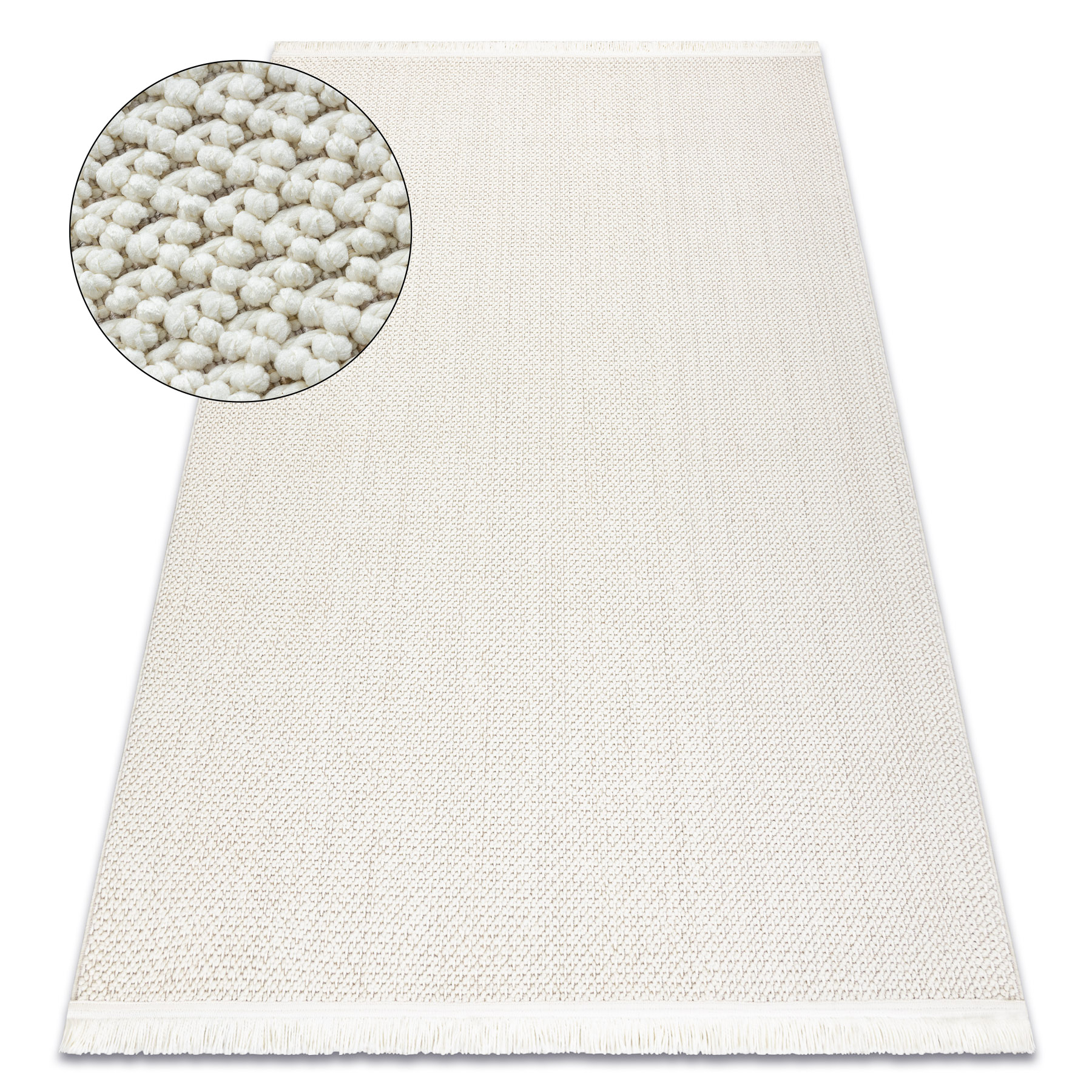 Dywan NANO FH92A Jednolity, pętelkowy, płasko tkany biały 120x170 cm