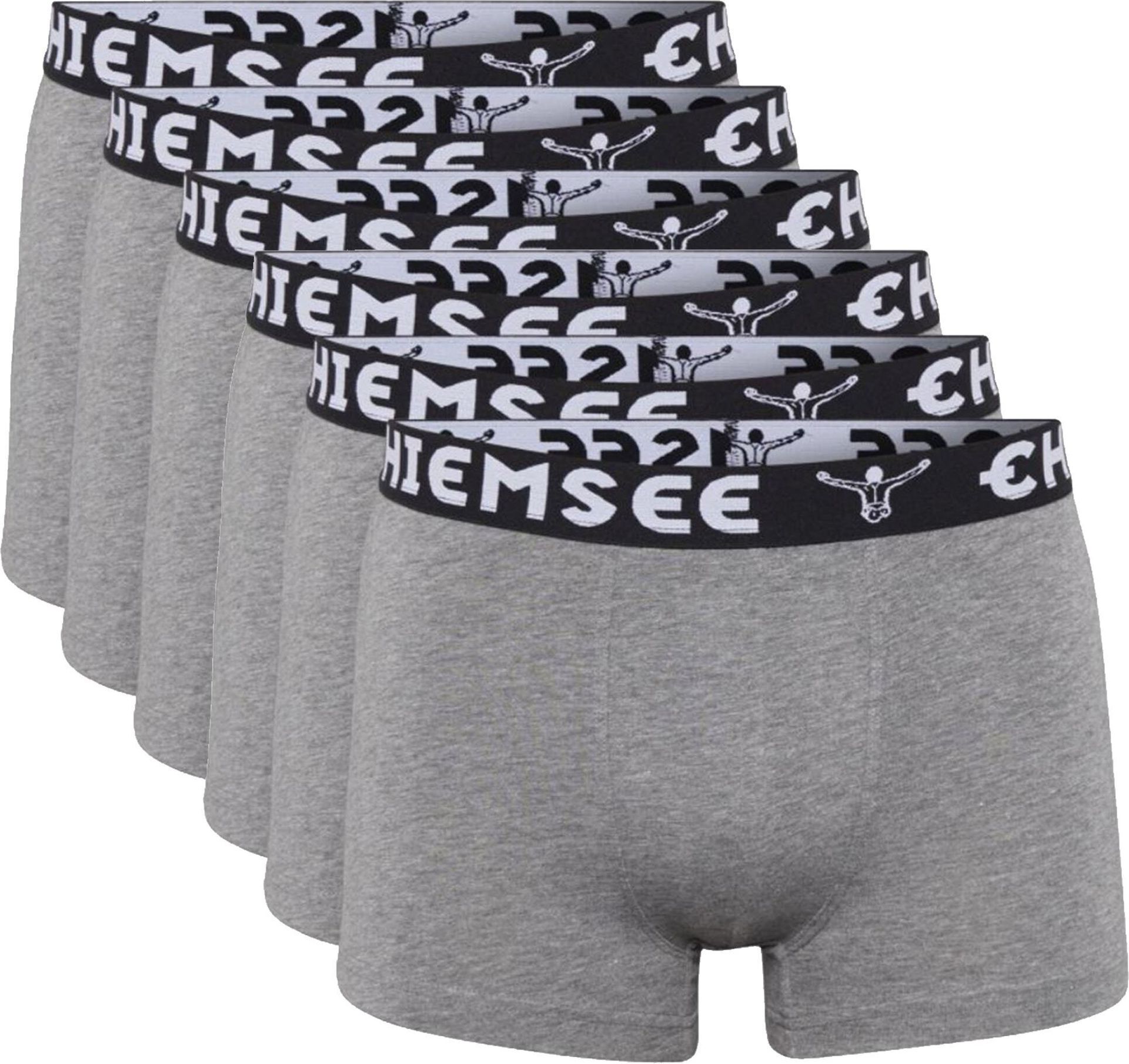 Bokserki męskie CHIEMSEE, opakowanie 6 sztuk - szorty, logo w pasie, jednokolorowe, szare XL