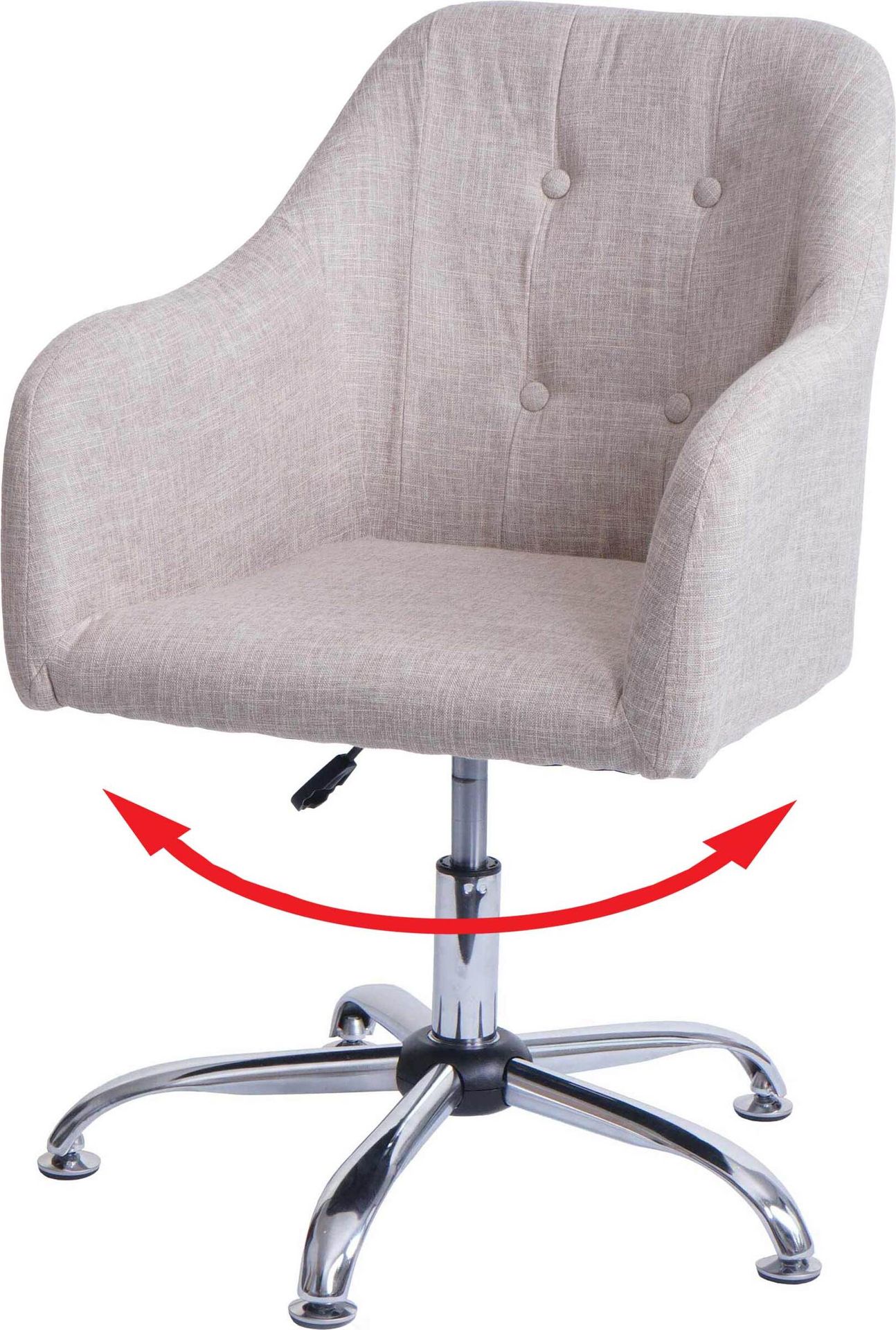 Krzesło do jadalni HWC-L92, krzesło kuchenne Krzesło z podłokietnikami, obrotowe z regulacją wysokości metal ~ tekstylny kremowy