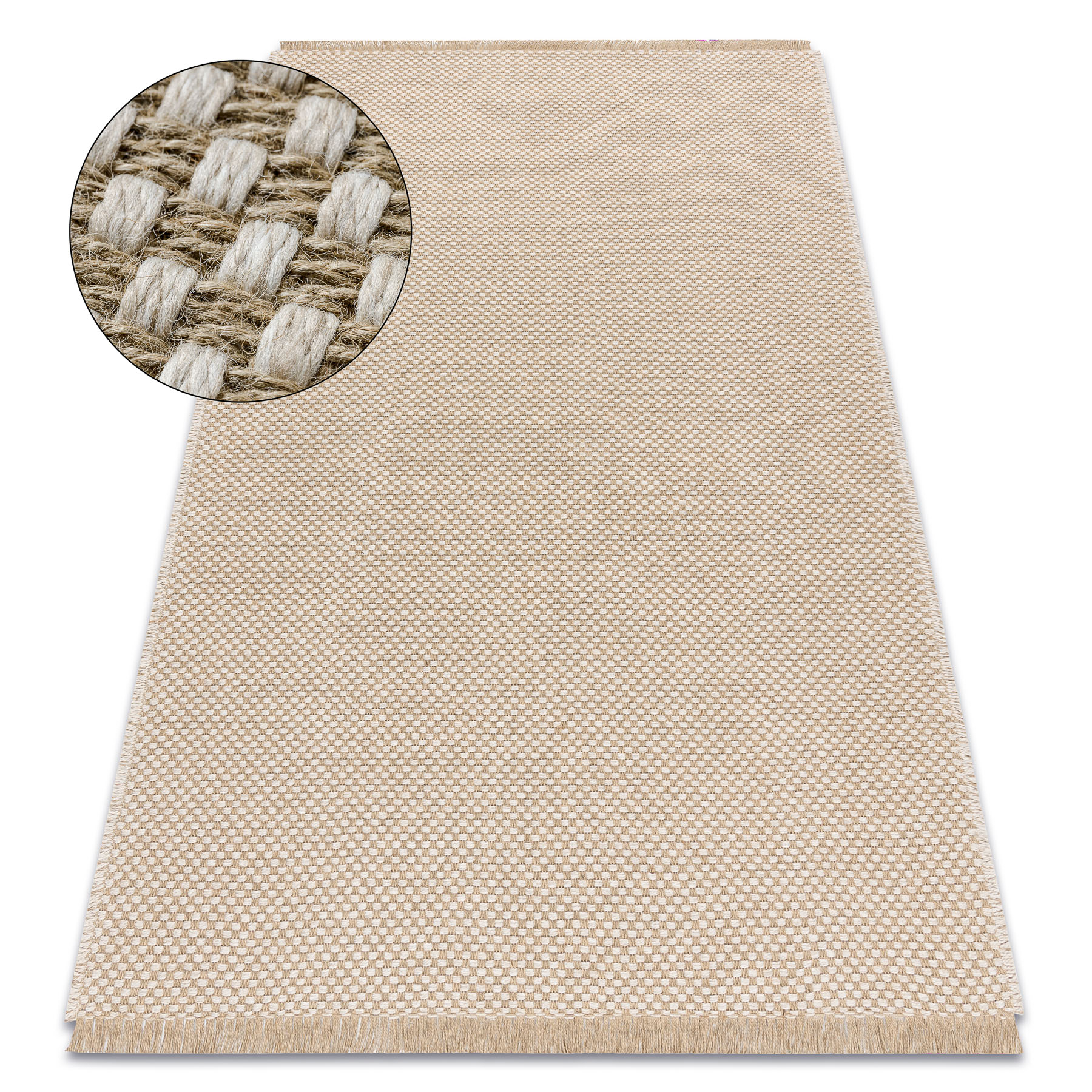 Dywan JUTE 3731 krem / beż - jutowy, płaskotkany, frędzle beżowy 60x100 cm