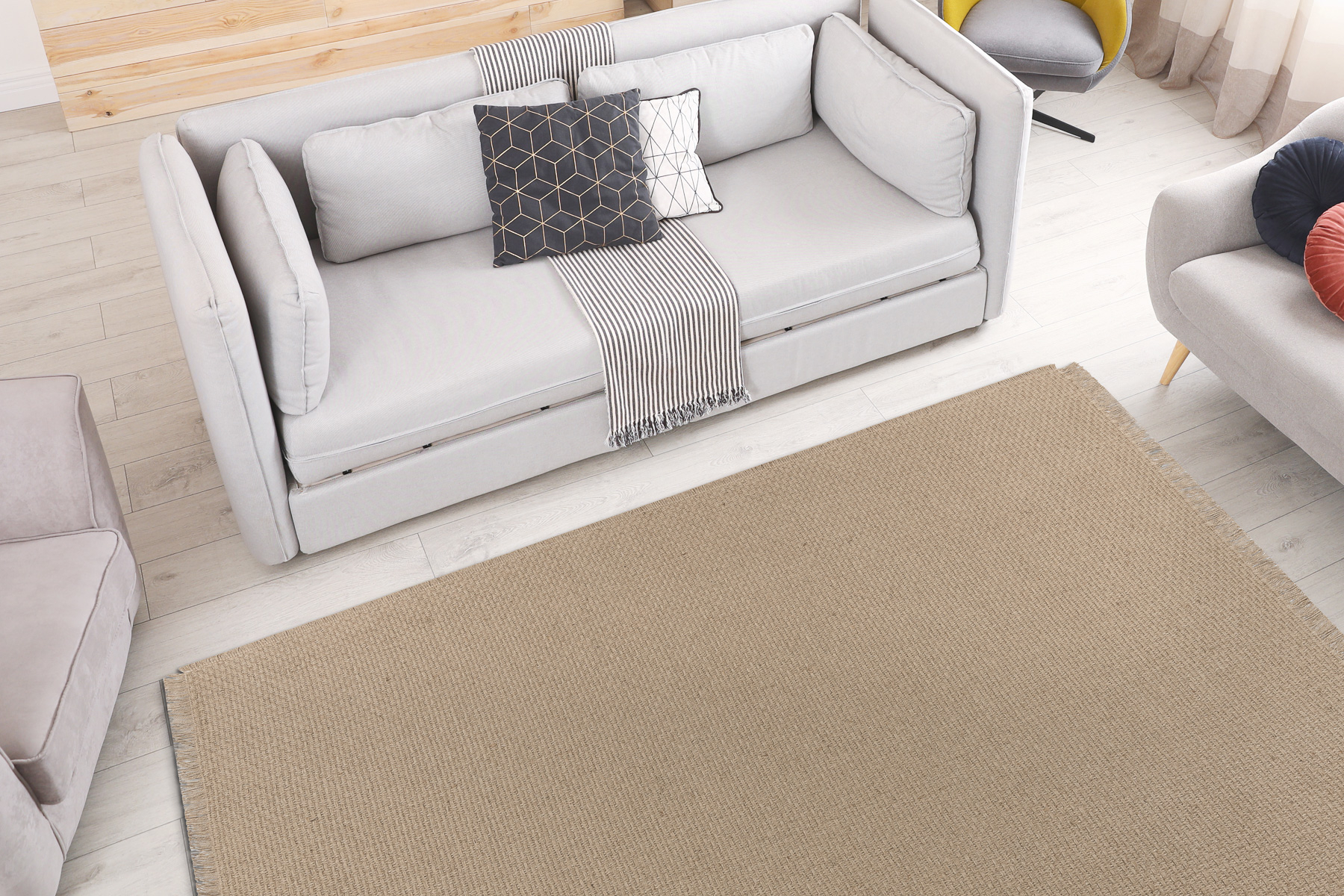 Dywan JUTE 3731 ciemny beż jednolity - jutowy, płaskotkany, frędzle beżowy 120x170 cm